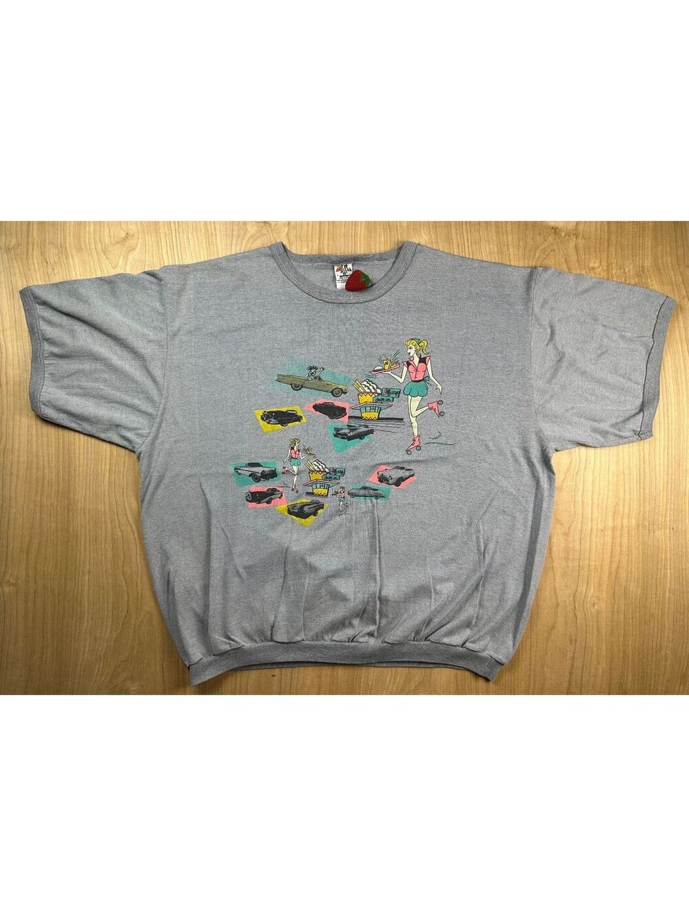 Vintage 80s Leggoons Drive In tshirt large rollerskate classic cars large retro